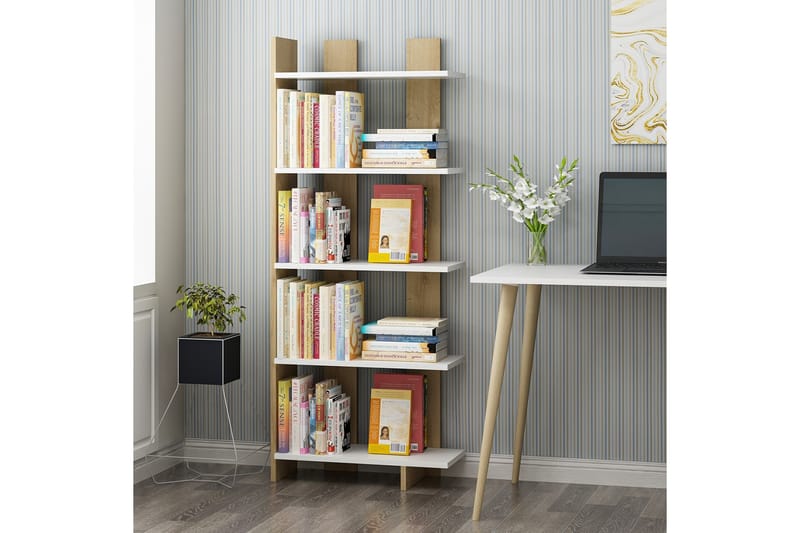 Elas Bokhylle 62x25 cm Hvit/Brun - Hanah Home - Oppbevaring - Hyller - Bokhylle
