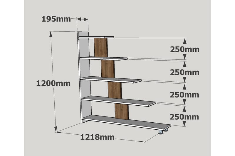 Elegancia Bokhylle 120 cm i Malt Tre - Hvit - Oppbevaring - Hyller - Bokhylle