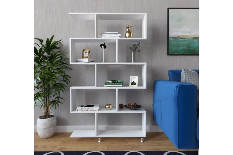 Elegancia Bokhylle 90 cm i Malt Tre - Hvit - Oppbevaring - Hyller - Bokhylle