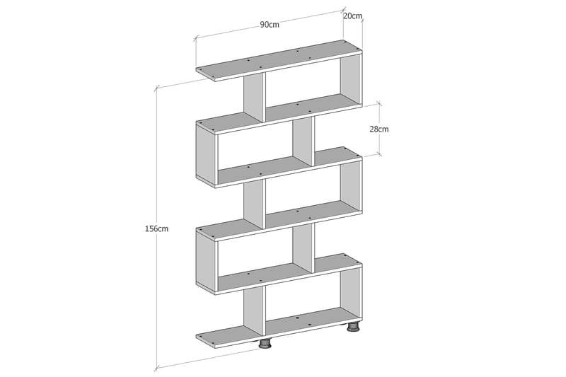 Elegancia Bokhylle 90 cm i Malt Tre - Hvit - Oppbevaring - Hyller - Bokhylle