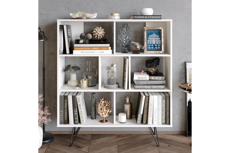 Frascone Bokhylle 120x30 cm 4 Hyller - Hvit - Oppbevaring - Hyller - Bokhylle