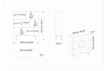 Frascone Bokhylle 120x30 cm 9 Hyller - Mørkebrun - Oppbevaring - Hyller - Bokhylle