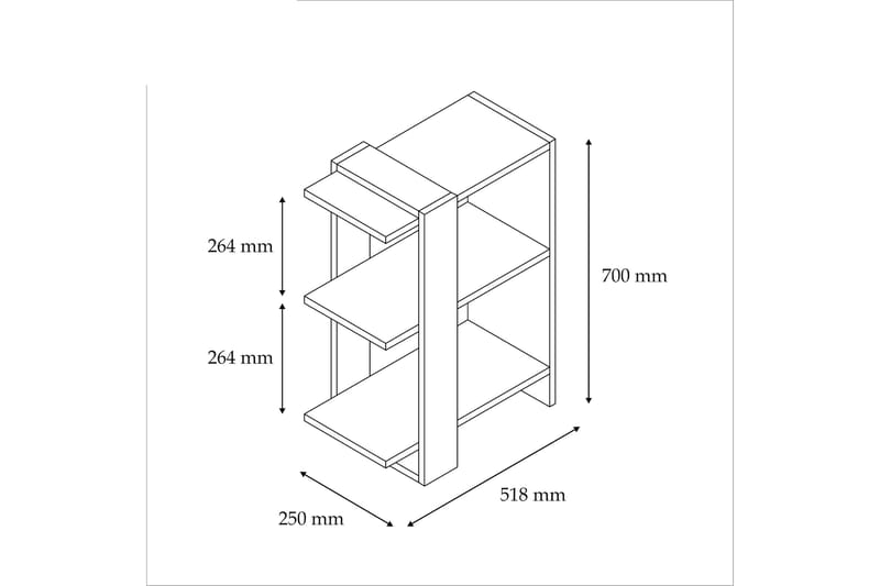 Gersby Bokhylle 52 cm - Brun/Hvit - Oppbevaring - Hyller - Bokhylle