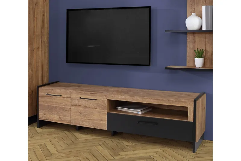 Gevgelija Bokhylle 41x187 cm - Brun/Svart - Oppbevaring - Hyller - Bokhylle