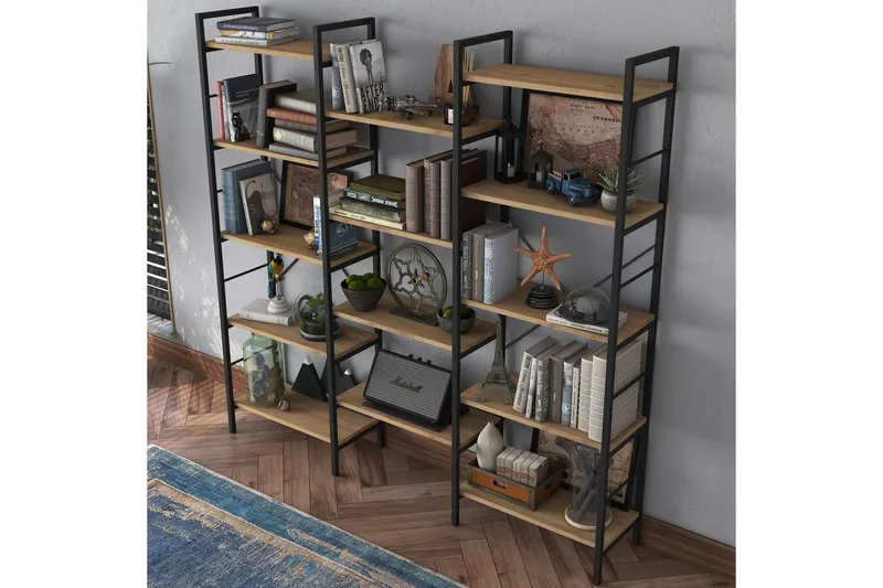 Bokhylle Goldmere Valnøtt / Svart - Brun/Svart - Oppbevaring - Hyller - Bokhylle