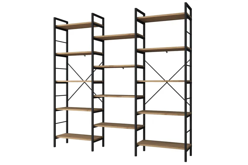 Bokhylle Goldmere Valnøtt / Svart - Brun/Svart - Oppbevaring - Hyller - Bokhylle