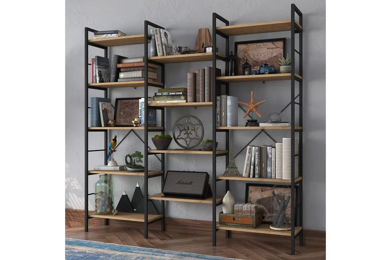 Bokhylle Goldmere Valnøtt / Svart - Brun/Svart - Oppbevaring - Hyller - Bokhylle