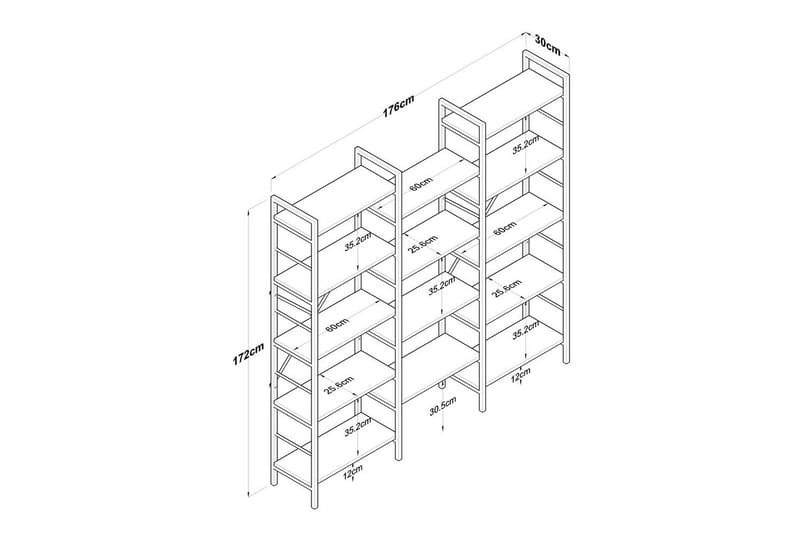 Bokhylle Goldmere Valnøtt / Svart - Brun/Svart - Oppbevaring - Hyller - Bokhylle