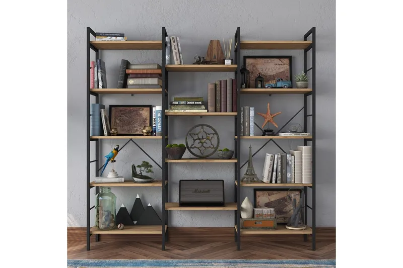 Bokhylle Goldmere Valnøtt / Svart - Brun/Svart - Oppbevaring - Hyller - Bokhylle