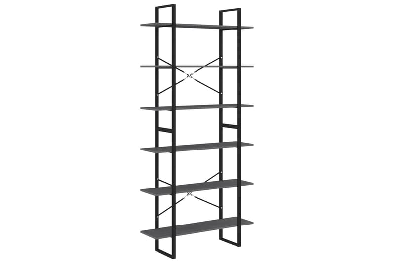 Høyskap grå 100x30x210 cm heltre furu - Grå - Oppbevaring - Hyller - Bokhylle