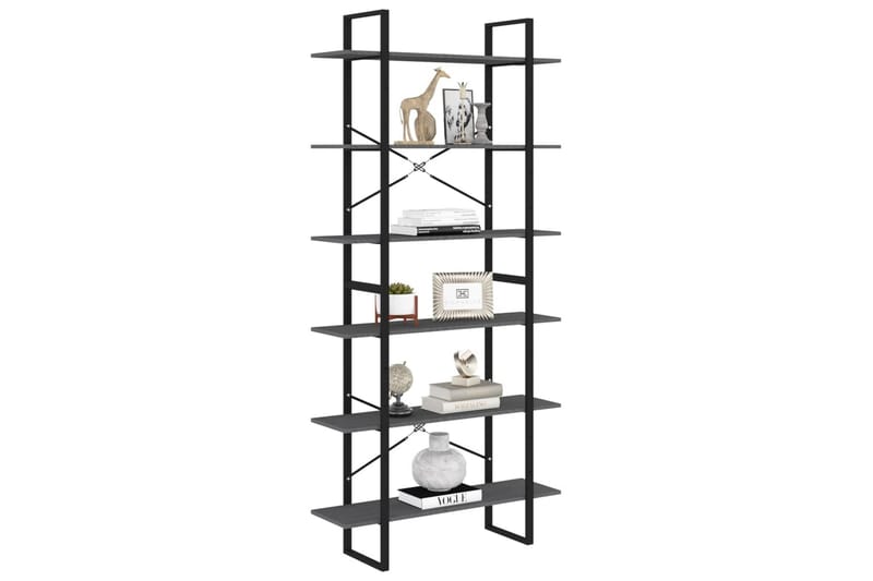 Høyskap grå 100x30x210 cm heltre furu - Grå - Oppbevaring - Hyller - Bokhylle