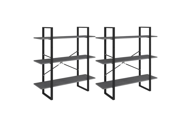 Høyskap grå 100x30x210 cm heltre furu - Grå - Oppbevaring - Hyller - Bokhylle