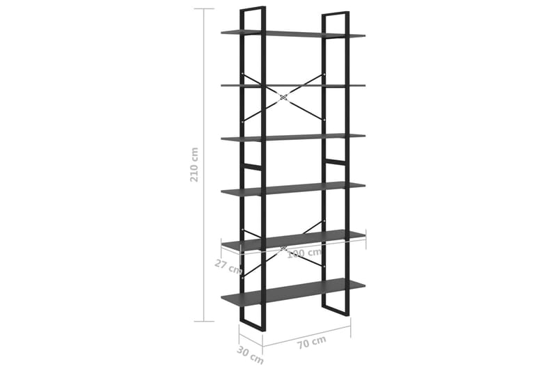 Høyskap grå 100x30x210 cm heltre furu - Grå - Oppbevaring - Hyller - Bokhylle