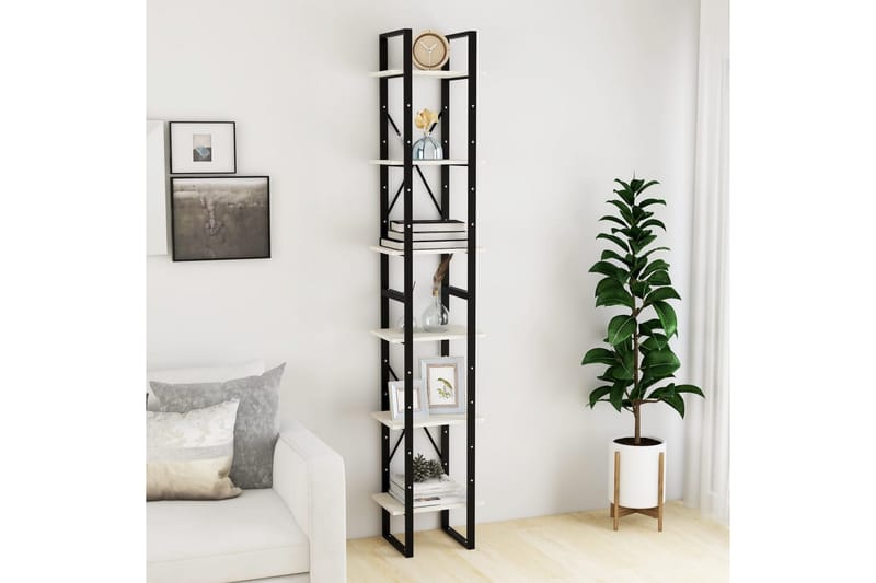 Høyskap hvit 40x30x210 cm heltre furu - Hvit - Oppbevaring - Hyller - Bokhylle