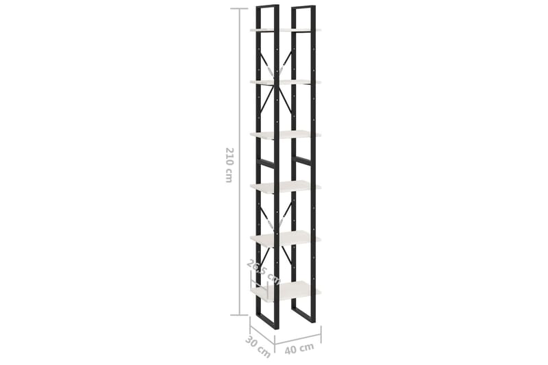 Høyskap hvit 40x30x210 cm heltre furu - Hvit - Bokhylle