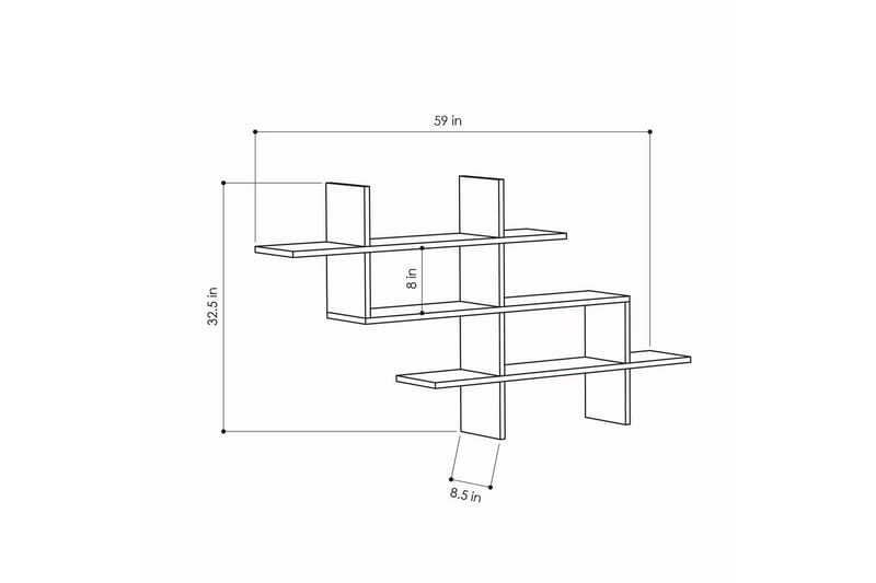 Halic Bokhylle 150x22 cm Brun - Hanah Home - Oppbevaring - Hyller - Vegghylle