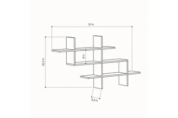 Halic Bokhylle 150x22 cm Brun - Hanah Home - Oppbevaring - Hyller - Vegghylle
