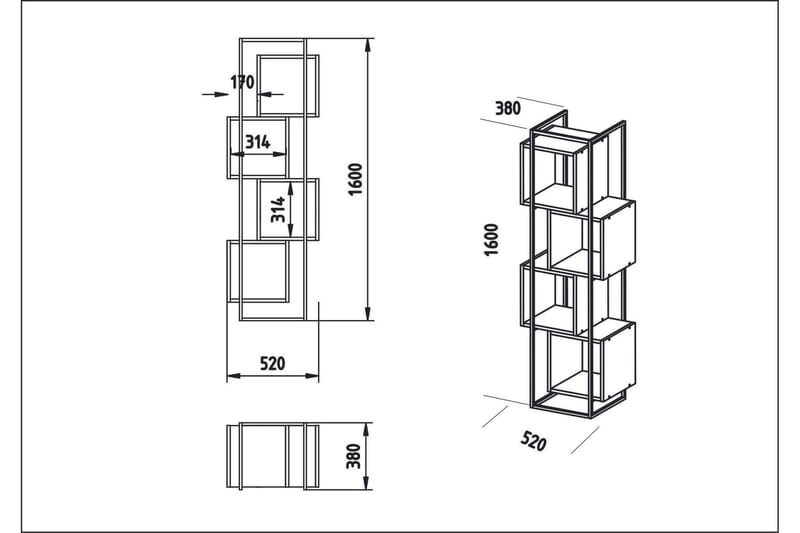 Hammann Bokhylle 38 cm i Malt Tre - Hvit - Oppbevaring - Hyller - Bokhylle