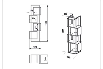 Hammann Bokhylle 52 cm - Svart|Hvit - Oppbevaring - Hyller - Bokhylle