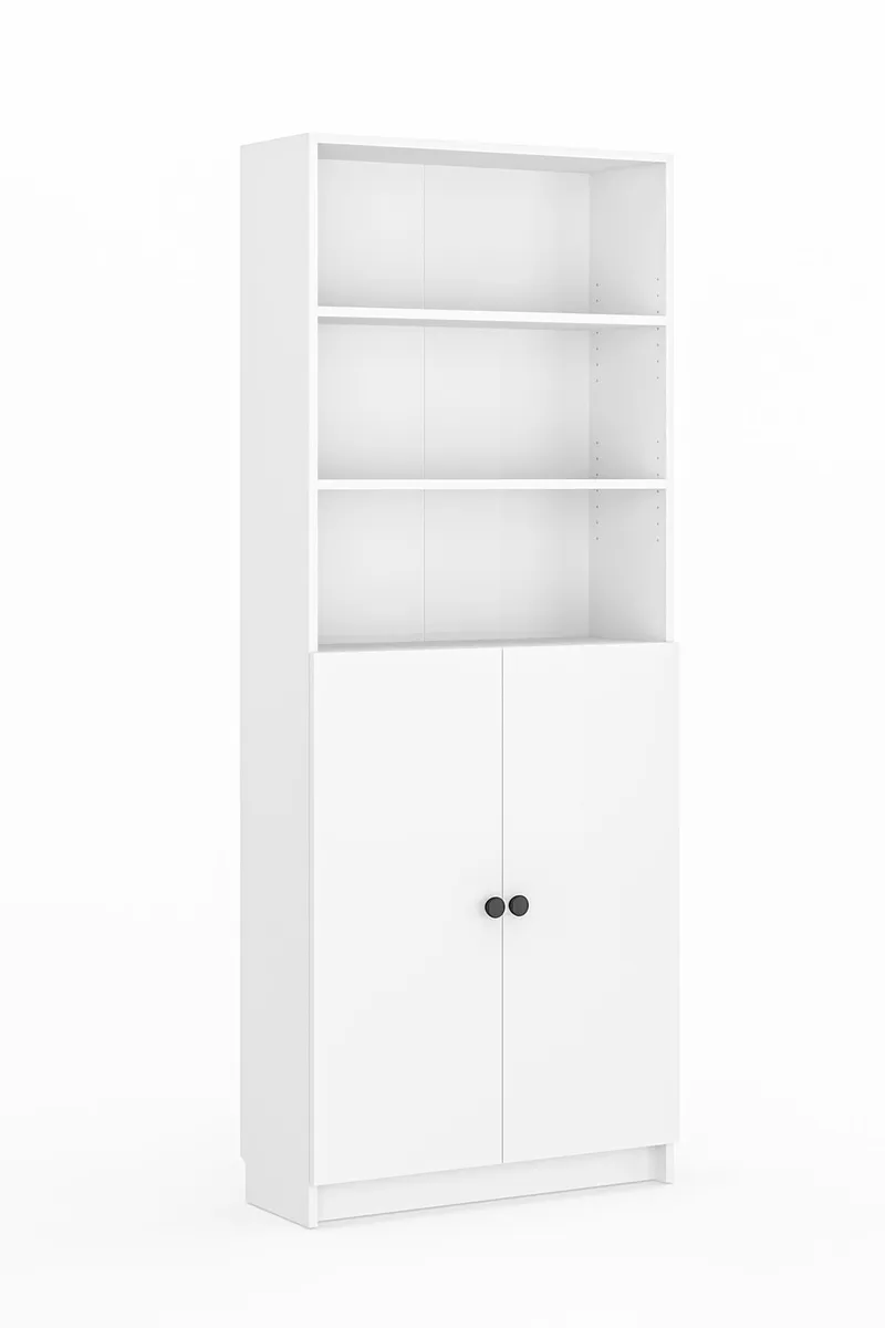 Bokhylle Hanah Home Bili 5 Hylle 2 Lokk (80 x 200 x 28 cm) Hvit, undefined