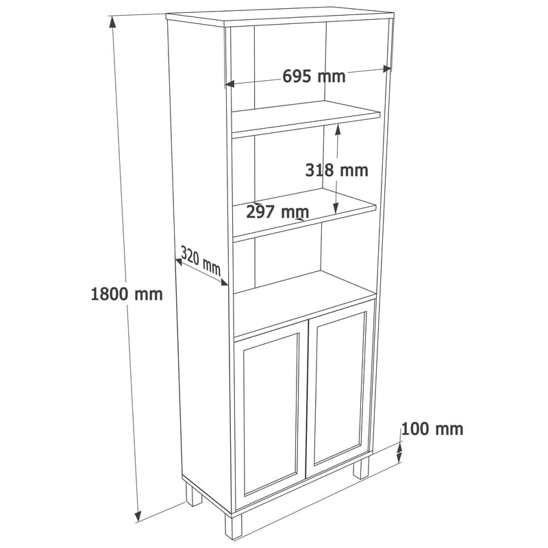 Bokhylle Hanah Home Dune (69,5 x 180 x 32 cm) Eik - Eik - Oppbevaring - Hyller - Bokhylle