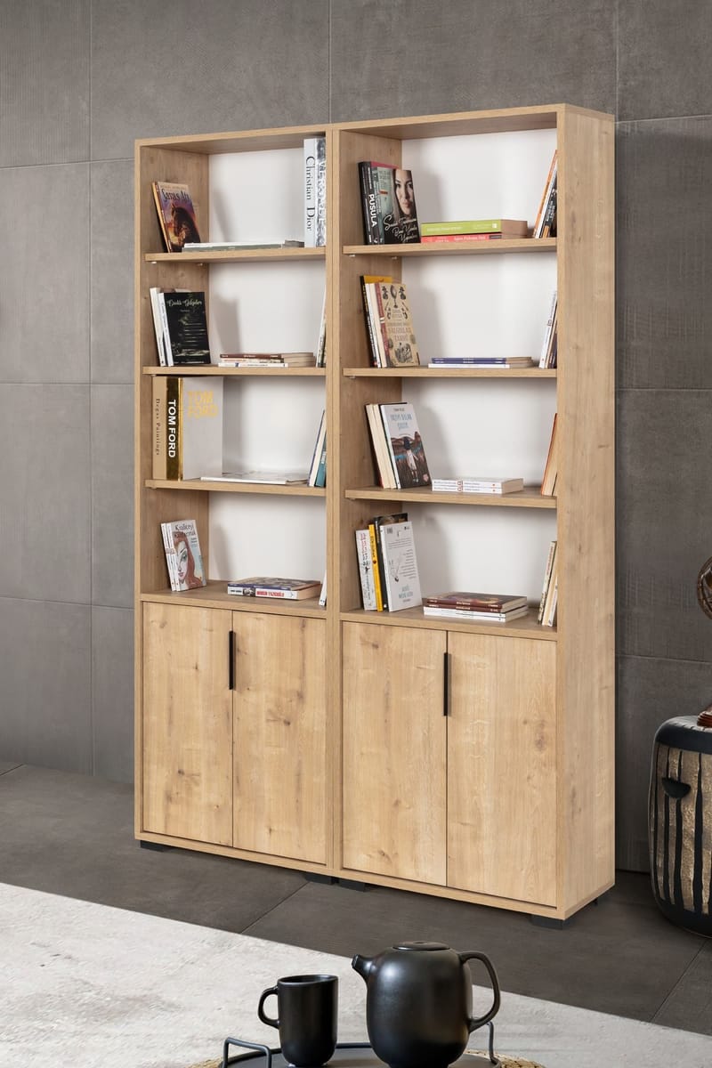 Bokhylle Hanah Home Evora (120 x 187 x 30 cm) Eik - Sapphire Oak - Oppbevaring - Hyller - Bokhylle