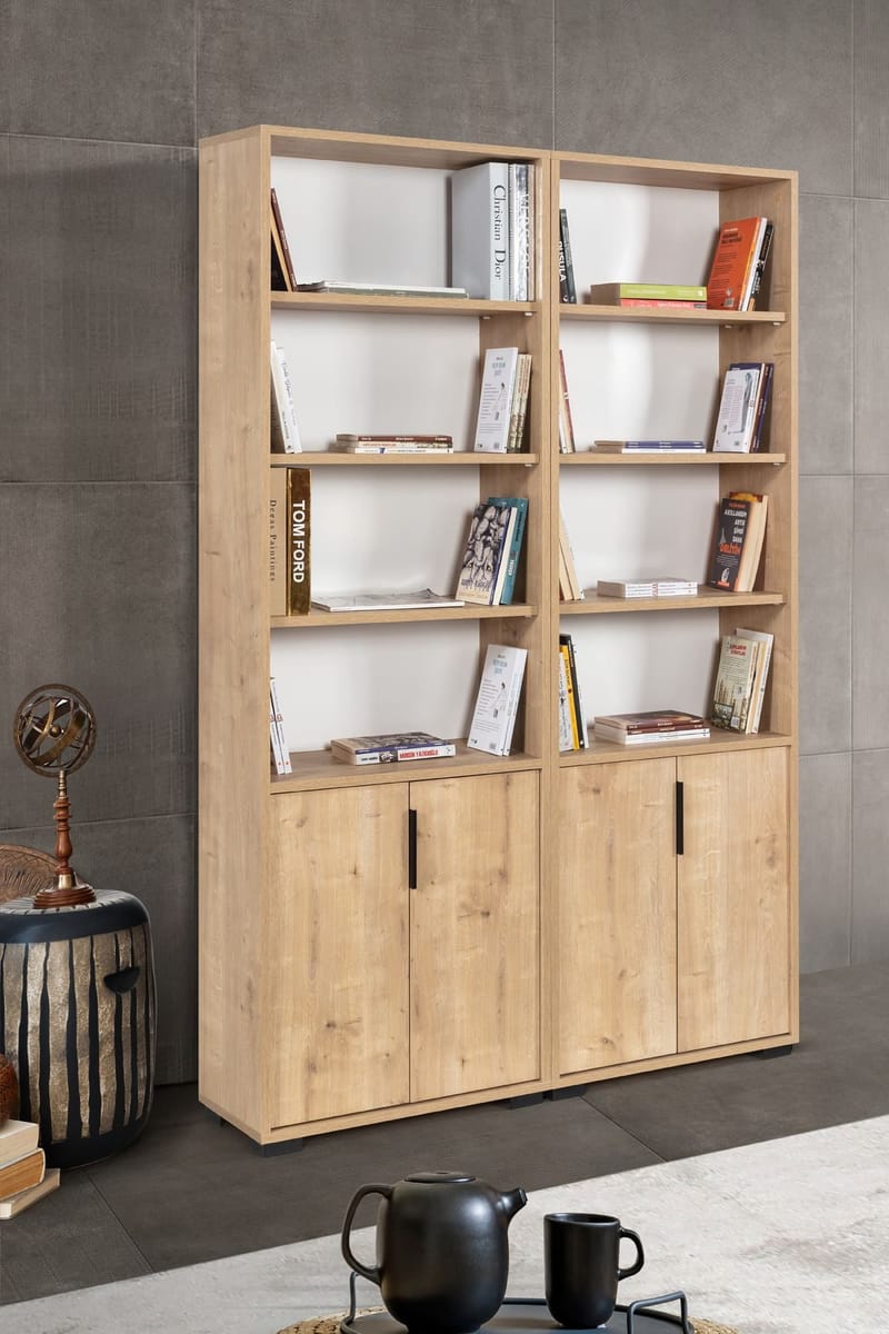 Bokhylle Hanah Home Evora (120 x 187 x 30 cm) Eik - Sapphire Oak - Oppbevaring - Hyller - Bokhylle