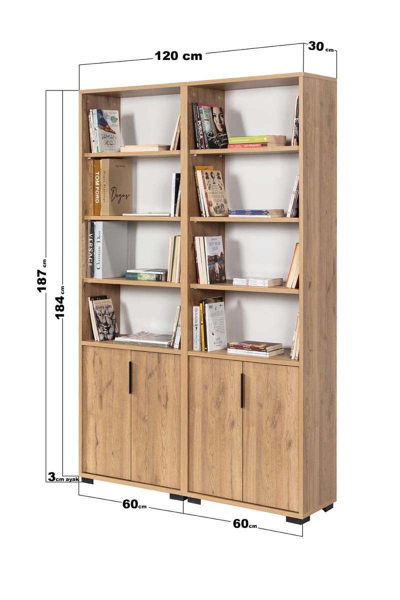 Bokhylle Hanah Home Evora (120 x 187 x 30 cm) Sapphire Oak - Sapphire Oak - Oppbevaring - Hyller - Bokhylle