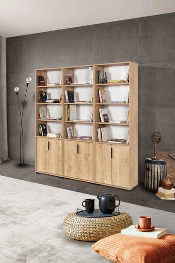 Bokhylle Hanah Home Evora Wide (180 x 187 x 30 cm) Eik - Sapphire Oak - Oppbevaring - Hyller - Bokhylle