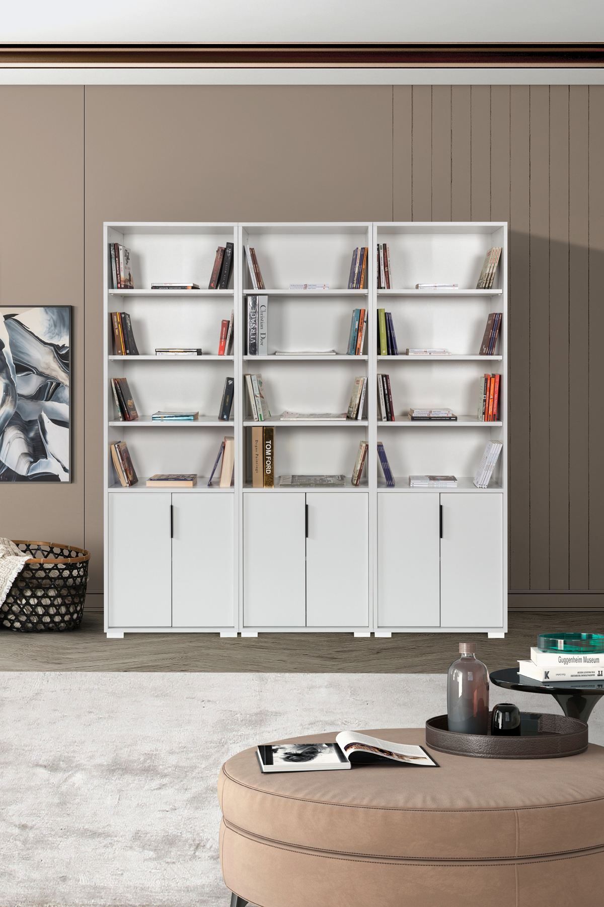 Bokhylle Hanah Home Evora Wide (180 x 187 x 30 cm) Hvit - Hvit