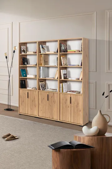 Bokhylle Hanah Home Evora Wide (180 x 187 x 30 cm) Sapphire Oak - Sapphire Oak - Oppbevaring - Hyller - Bokhylle