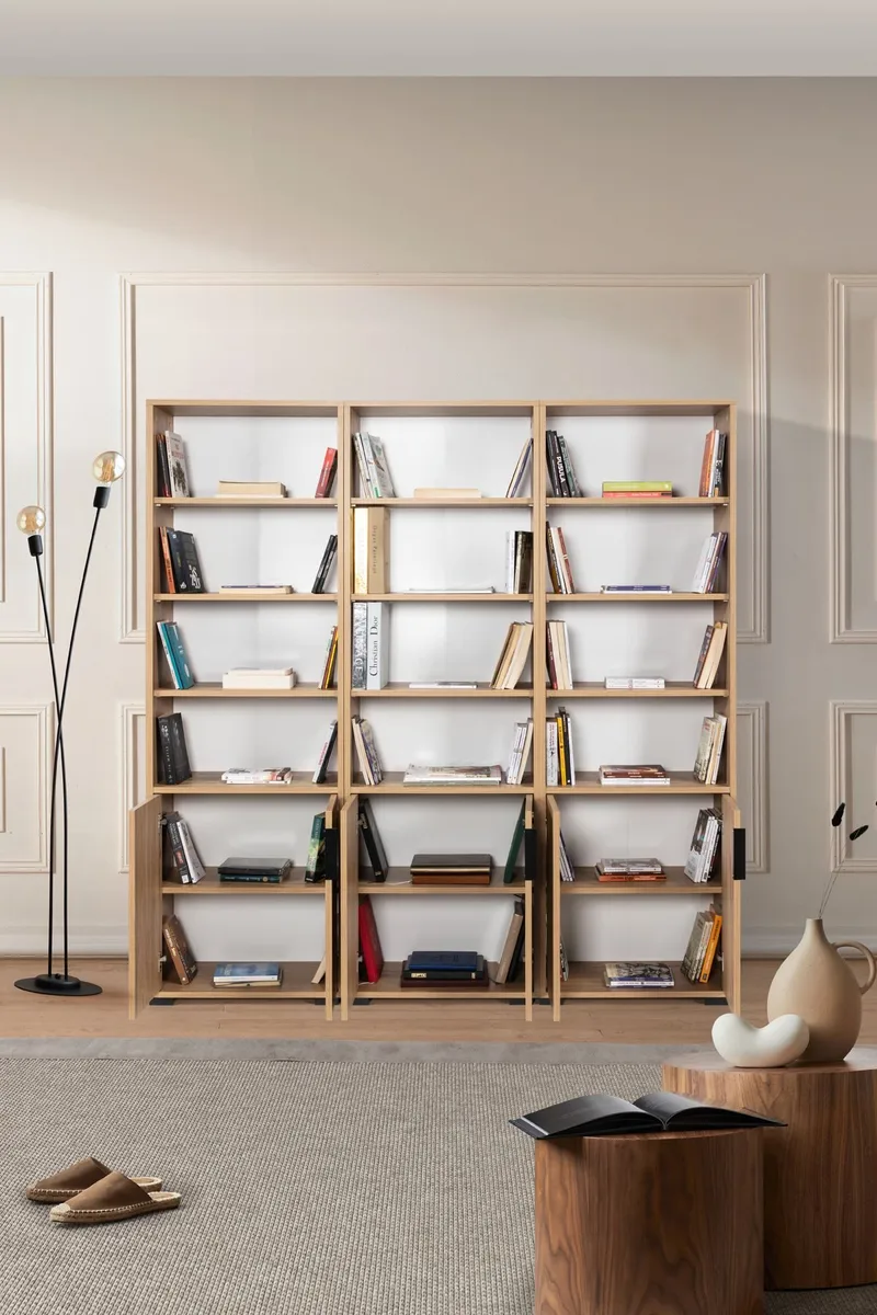 Bokhylle Hanah Home Evora Wide (180 x 187 x 30 cm) Sapphire Oak - Sapphire Oak - Oppbevaring - Hyller - Bokhylle
