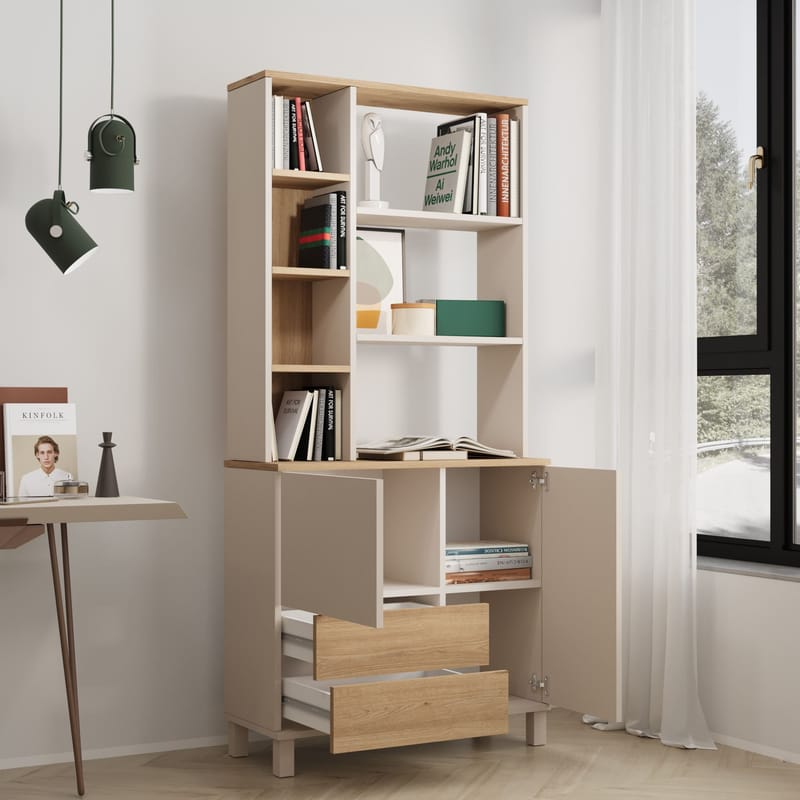 Bokhylle Hanah Home Mood (85,2 x 187,8 x 35 cm) Sand Oak - Sand og eik - Oppbevaring - Hyller - Bokhylle
