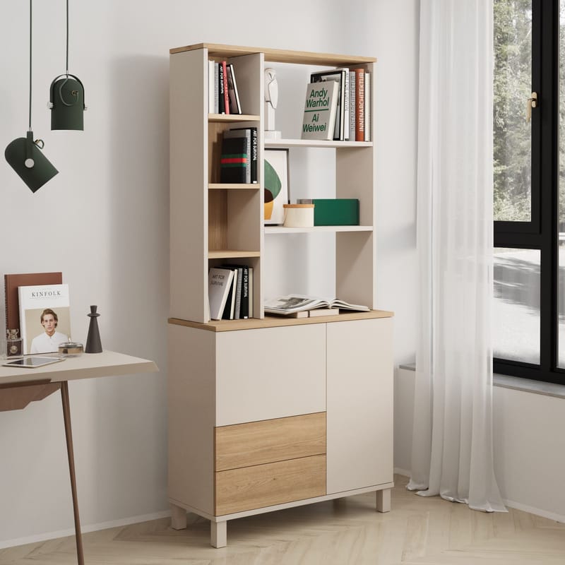 Bokhylle Hanah Home Mood (85,2 x 187,8 x 35 cm) Sand Oak - Sand og eik - Oppbevaring - Hyller - Bokhylle