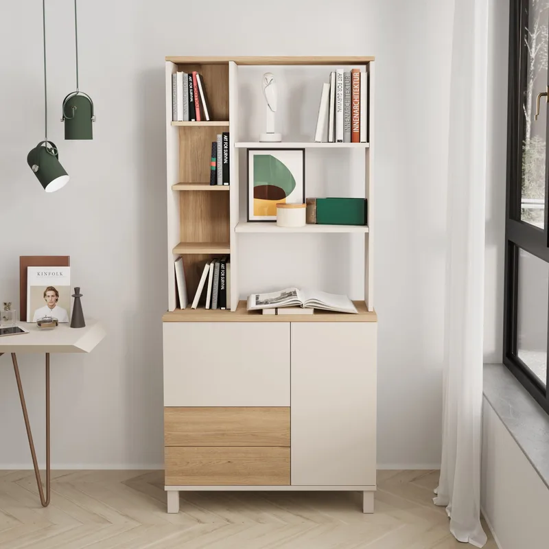 Bokhylle Hanah Home Mood (85,2 x 187,8 x 35 cm) Sand Oak - Sand og eik - Oppbevaring - Hyller - Bokhylle