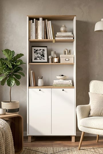 Bokhylle Hanah Home Nord (69,5 x 180 x 32 cm) White Oak - Hvit og eik - Oppbevaring - Hyller - Bokhylle