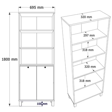 Bokhylle Hanah Home Nord (69,5 x 180 x 32 cm) White Oak - Hvit og eik - Oppbevaring - Hyller - Bokhylle