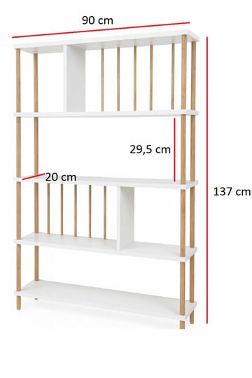 Bokhylle Hanah Home Peka Tall (90 x 137 x 20 cm) Hvit - Hvit - Oppbevaring - Hyller - Bokhylle