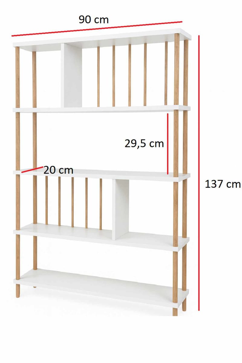 Bokhylle Hanah Home Peka Tall (90 x 137 x 20 cm) Hvit - Hvit - Oppbevaring - Hyller - Bokhylle