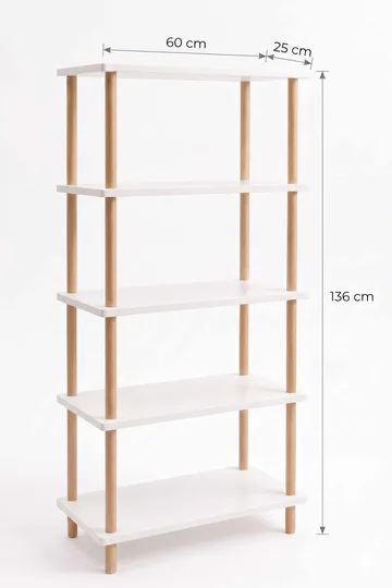 Bokhylle Hanah Home Pika Shelf (60 x 136 x 25 cm) Hvit - Hvit - Oppbevaring - Hyller - Bokhylle