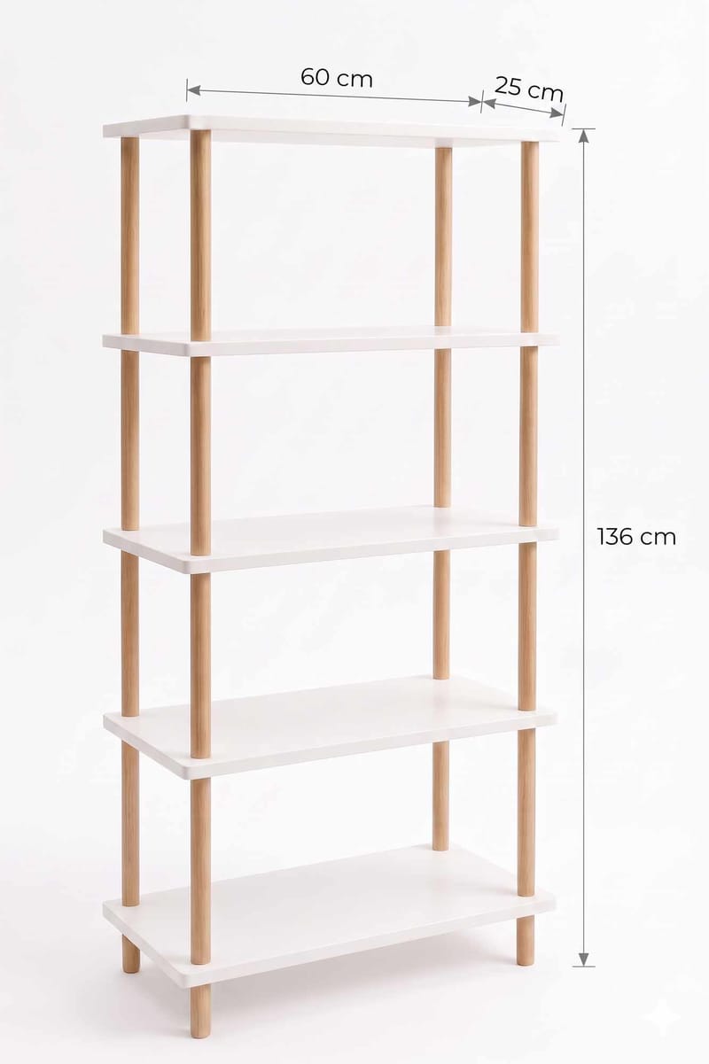 Bokhylle Hanah Home Pika Shelf (60 x 136 x 25 cm) Hvit - Hvit - Oppbevaring - Hyller - Bokhylle