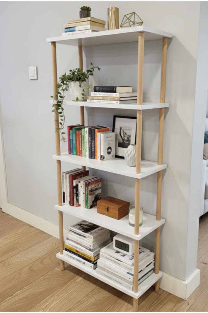 Bokhylle Hanah Home Pika Shelf (60 x 136 x 25 cm) Hvit - Hvit - Oppbevaring - Hyller - Bokhylle