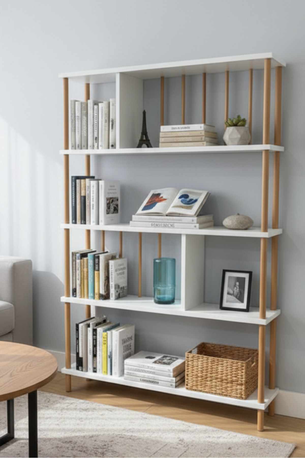 Bokhylle Hanah Home Peka Tall (90 x 137 x 20 cm) Hvit - Hvit