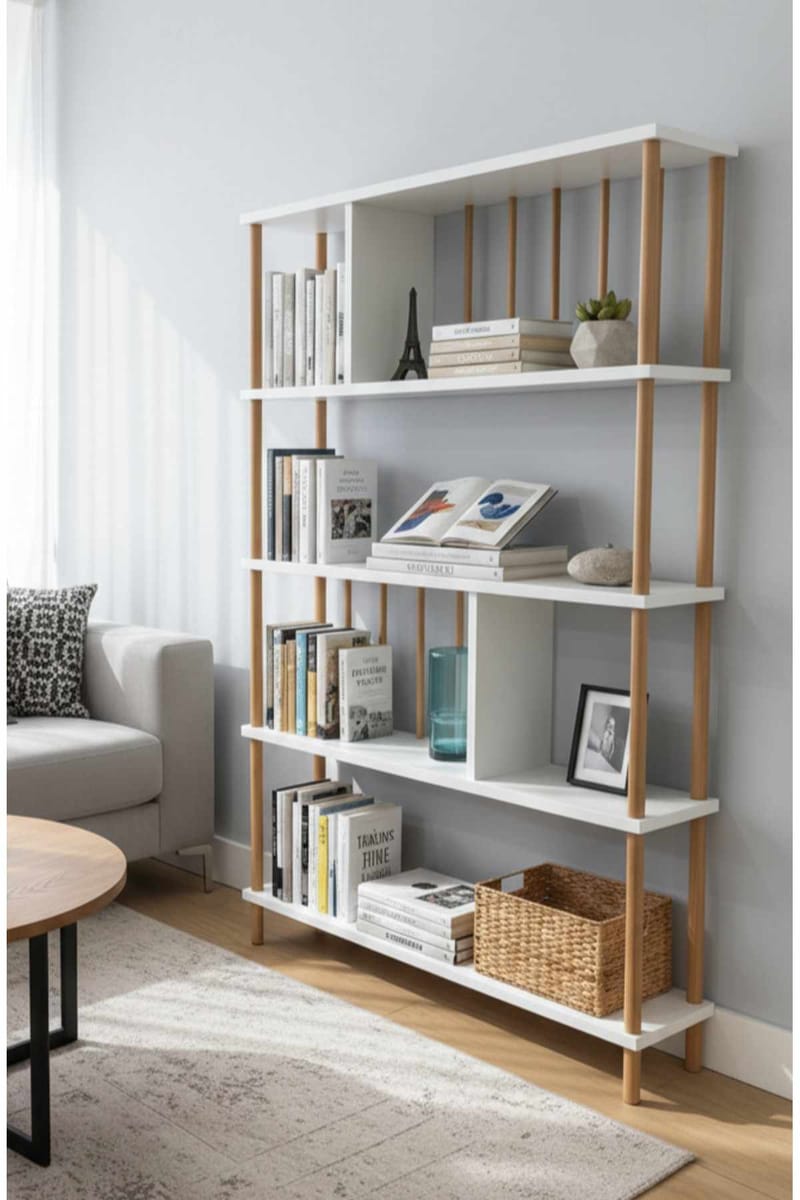 Bokhylle Hanah Home Peka Tall (90 x 137 x 20 cm) Hvit - Hvit - Oppbevaring - Hyller - Bokhylle