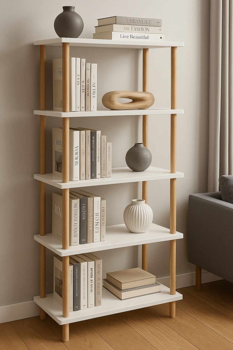 Bokhylle Hanah Home Pika Shelf (60 x 136 x 25 cm) Hvit - Hvit - Oppbevaring - Hyller - Bokhylle