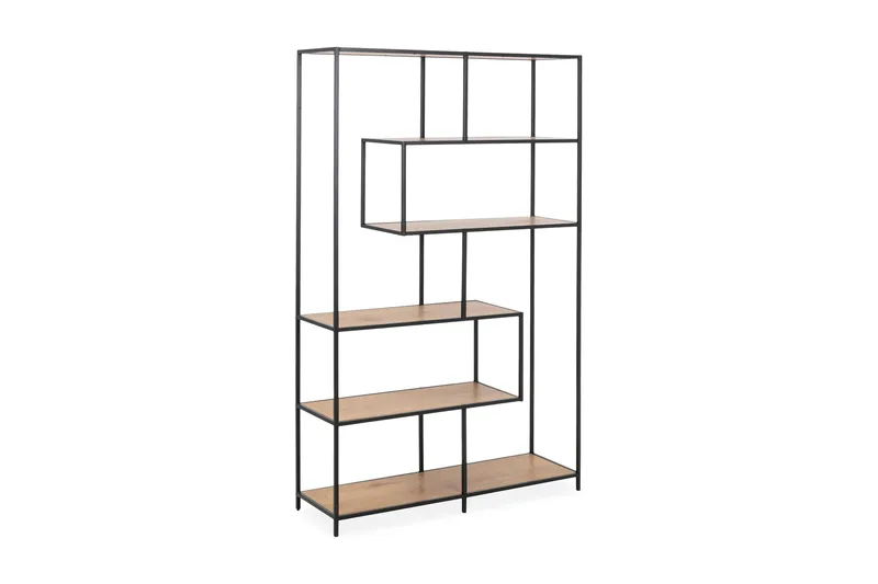Hasslevik Bokhylle 114 cm i Eik, Beige|Sort