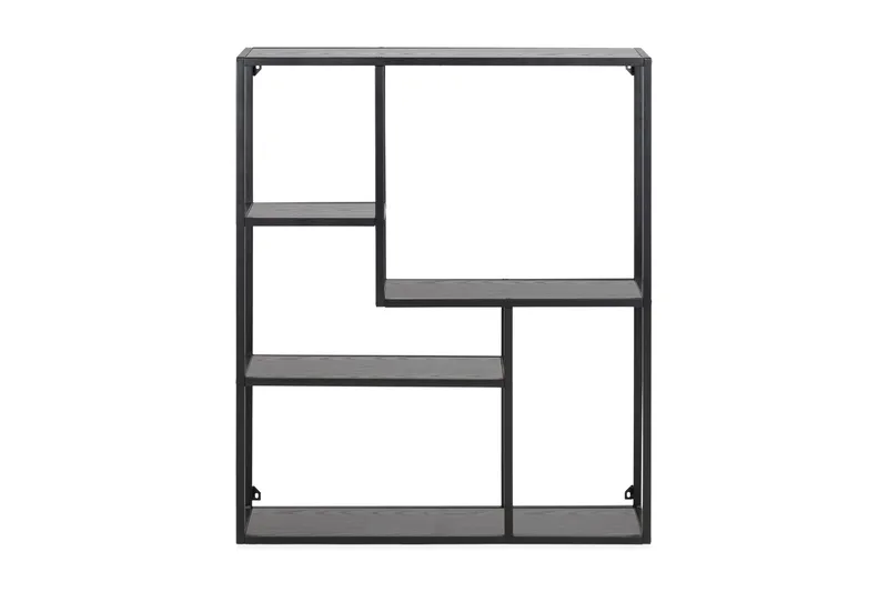 Hasslevik Veggmontert Bokhylle 75 cm i Metall med Treplate - Sort - Oppbevaring - Hyller - Bokhylle