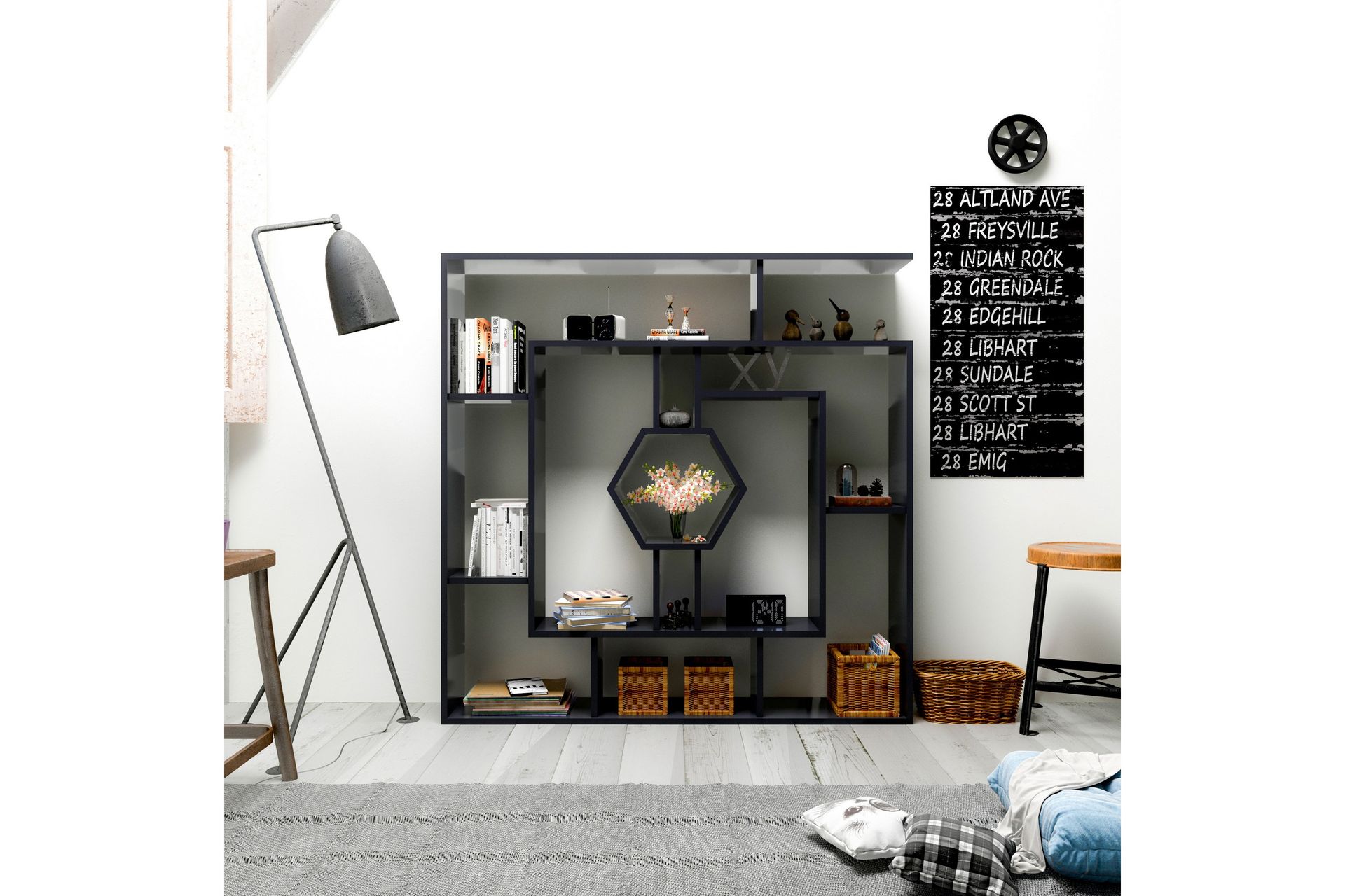 Hejde Bokhylle 134 cm - Svart - Oppbevaring - Hyller - Bokhylle