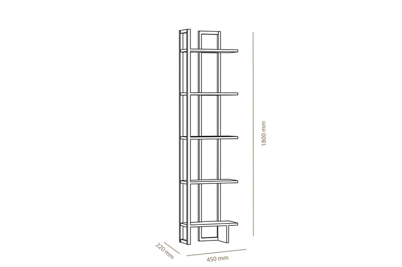 Hejde Bokhylle 22 cm i Tre med Metallramme - Hvit|Brun - Oppbevaring - Hyller - Bokhylle