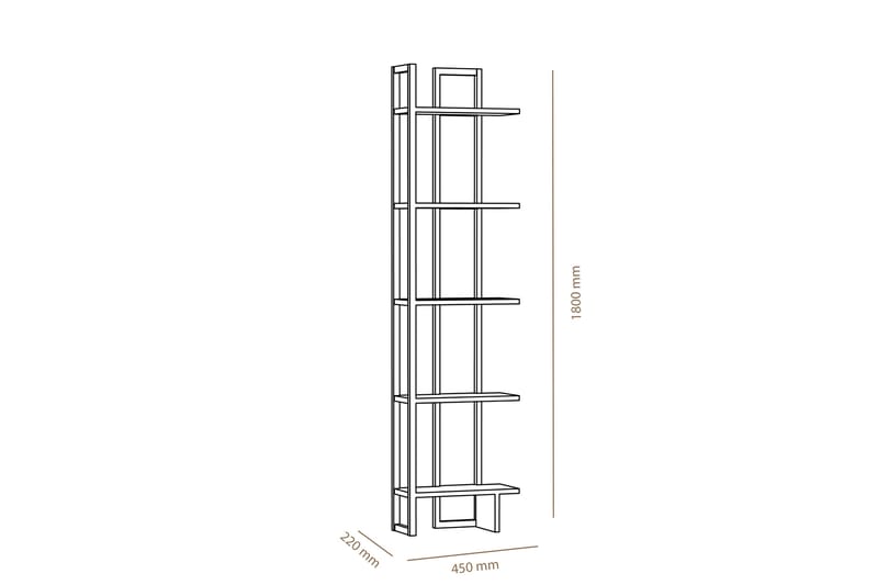 Hejde Bokhylle 45 cm - Brun/Svart - Oppbevaring - Hyller - Bokhylle